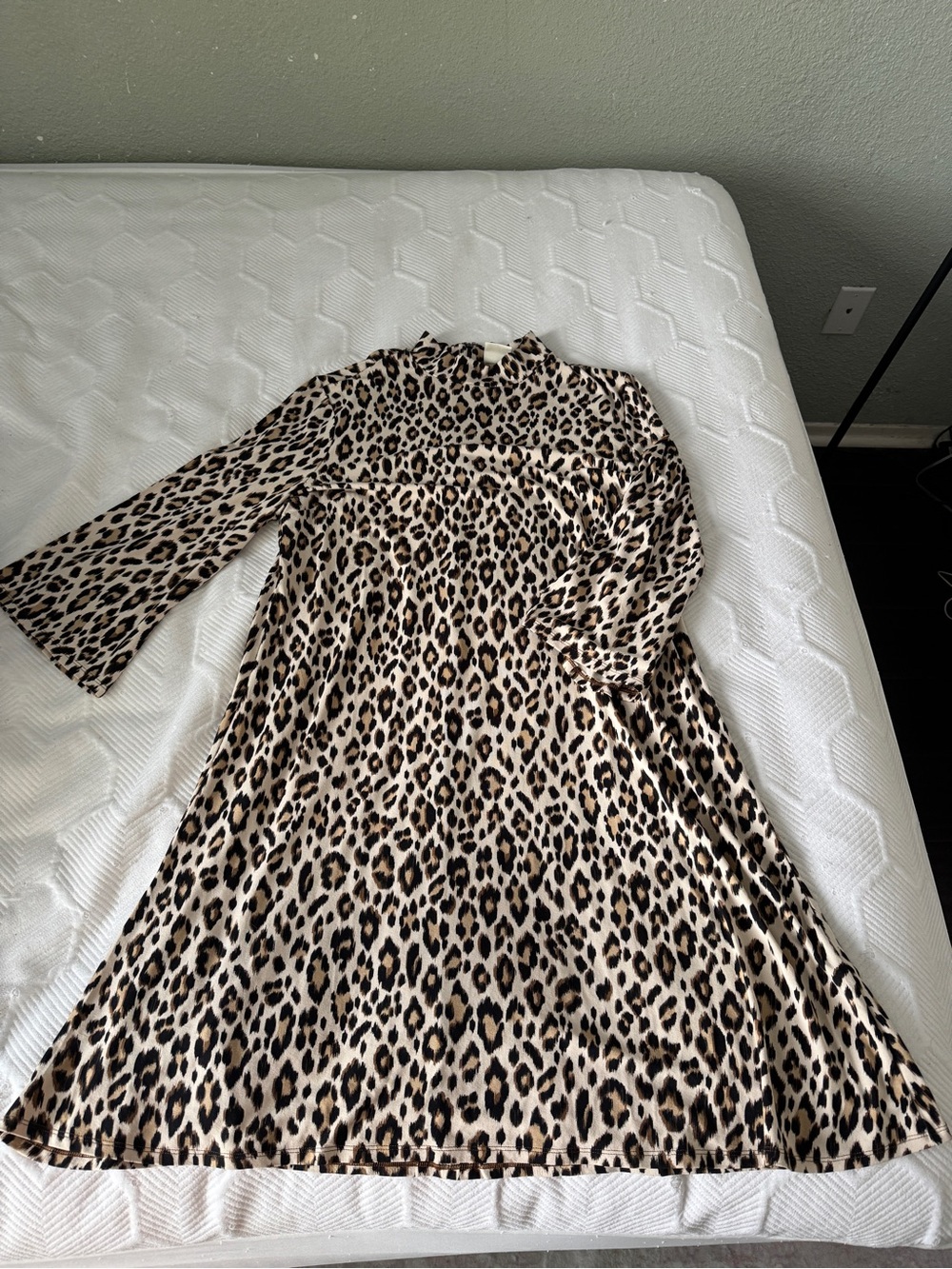 Chico's Beige and Black Leopard Print A-Line Dress